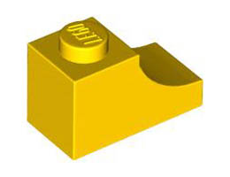 BRICK 1X2, OUTSIDE HALF ARCH, NO. 1: {ярко жълт}