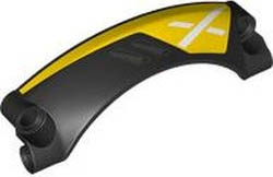 Technic, Panel Car Mudguard Arched #42 9 x 2 x 3 Rounded Top with Pearl Dark Gray Air Vents and White X on Yellow Background Pattern Model Right Side : {черен}