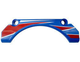Technic, Panel Car Mudguard Arched 9 x 2 x 3 Straight Top with Red and White Racing Stripes and Triangles Pattern: {ярко син}