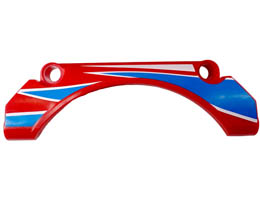 Technic, Panel Car Mudguard Arched 9 x 2 x 3 Straight Top with Blue and White Racing Stripes and Triangles Pattern: {ярко червен}
