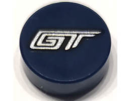 Tile, Round 1 x 1 with Silver GT Pattern: {земно син}