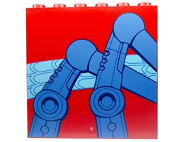 Panel 1 x 6 x 5 with Blue Mechanical Spider Legs and Medium Azure Web Pattern Side A: {ярко червен}