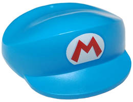 Large Figure Headgear, Super Mario Cap with Red Capital Letter M on White Oval Pattern (Ice Mario): {тъмно небесносин}
