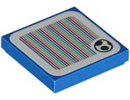 Tile 2 x 2 with Groove with Super Mario Scanner Code Yoshi Egg Pattern (Sticker) - Set 71418: {ярко син}
