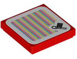 Tile 2 x 2 with Groove with Super Mario Scanner Code Bowser Flag Pattern (Sticker) - Set 71418: {ярко червен}