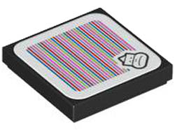Tile 2 x 2 with Groove with Super Mario Scanner Code Sumo Bro Pattern (Sticker) - Set 71413: {черен}