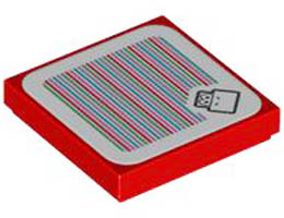 Tile 2 x 2 with Groove with Super Mario Scanner Code Red Koopa Troopa Pattern (Sticker) - Set 71417: {ярко червен}