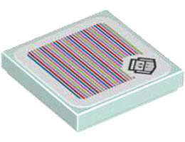 Tile 2 x 2 with Groove with Super Mario Scanner Code Ice Bro Pattern (Sticker) - Set 71413: {аквамарин}