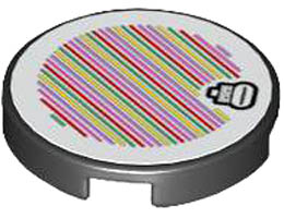 Tile, Round 2 x 2 with Bottom Stud Holder with Super Mario Scanner Code Spike Pattern (Sticker) - Set 71413: {черен}