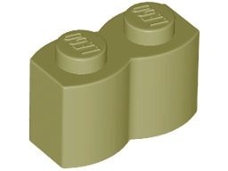 Brick, Modified 1 x 2 with Log Profile: {маслинено зелен}