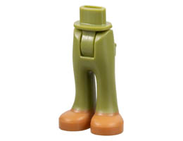 Mini Doll Hips and Trousers with Back Pockets with Molded Medium Nougat Shoes Pattern - Thick Hinge: {маслинено зелен}