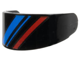 Minifigure, Visor Standard with Blue and Red Diagonal Stripes Pattern: {черен}