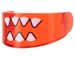 Minifigure, Visor Standard with Sharp White Teeth Pattern: {прозрачно червен}