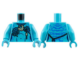 Torso Navi with Blue Markings, Metallic Light Blue and Tan Mantle, and Silver Spots Pattern / Medium Azure Arms / Medium Azure Hands : {умерено небесносин}