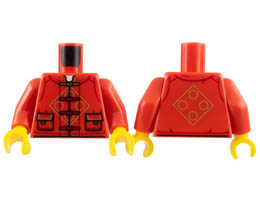 Torso Tang Jacket with Laces, Gold Circles in Diamond, 2 Pockets Pattern / Red Arms / Yellow Hands: {ярко червен}