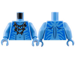 Torso Navi with Blue Markings, Tan Necklace with Claws, and Silver Spots Pattern / Medium Blue Arms / Medium Blue Hands: {умерено син}