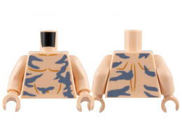 Torso Bare Chest, Medium Nougat Contours, Sand Blue Paint Splotches Pattern / Light Nougat Arms / Light Nougat Hands: {светло нуга}