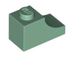 BRICK 1X2, OUTSIDE HALF ARCH, NO. 1: {пясъчно зелен}