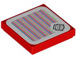 Tile 2 x 2 with Groove with Super Mario Scanner Code Fire Bro Pattern (Sticker) - Set 71416: {ярко червен}