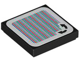 Tile 2 x 2 with Groove with Super Mario Scanner Code 2 Curved Arrows Lava Lift Pattern (Sticker) - Set 71416: {черен}