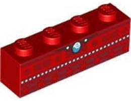 Brick 1 x 4 with Dark Red Shapes, White Dots, and Heart of Te Fiti Necklace Pattern (BrickHeadz Moana Chest): {ярко червен}