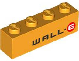 Brick 1 x 4 with WALL-E Logo Pattern (BrickHeadz WALL-E Abdomen): {огнено жълто-оранжев}