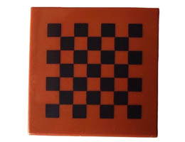 Tile 2 x 2 with Groove with Black Checkered Pattern: {червеникаво-кафяв}