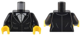 Torso Female Suit Jacket, White Button Up Shirt Pattern / Black Arms / Yellow Hands: {черен}