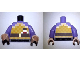 Torso Pixelated Orange and Yellow Armor with Gold Trim, Flask, Dark Brown Belt with Buckle Pattern / Medium Lavender Arms / Light Nougat Hands : {умерено лавандулов}