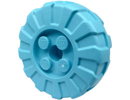 Wheel Hard Plastic, Treaded 36mm D. with 4 Studs: {умерено небесносин}