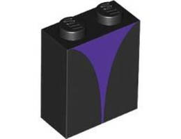 Brick 1 x 2 x 2 with Inside Stud Holder with Dark Purple Curved Shape Pattern (BrickHeadz Maleficent Torso): {черен}