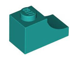 BRICK 1X2, OUTSIDE HALF ARCH, NO. 1: {ярко синьо-зелен}