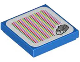 Tile 2 x 2 with Groove with Super Mario Scanner Code Cooligan Pattern (Sticker) - Set 71415: {ярко син}
