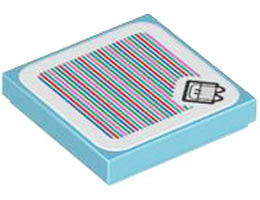 Tile 2 x 2 with Groove with Super Mario Scanner Code Fliprus Pattern (Sticker) - Set 71417: {умерено небесносин}