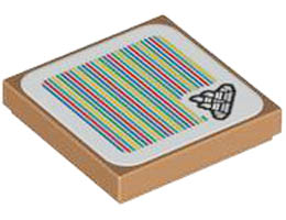 Tile 2 x 2 with Groove with Super Mario Scanner Code Campfire Pattern (Sticker) - Set 71417: {умерен нуга}