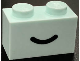 Brick 1 x 2 with Black Smile Curved Line Pattern: {аквамарин}