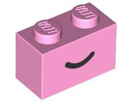 Brick 1 x 2 with Black Smile Curved Line Pattern: {светло пурпурен}