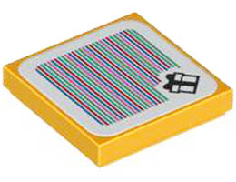 Tile 2 x 2 with Groove with Super Mario Scanner Code Gift Box Pattern (Sticker) - Set 71418: {огнено жълто-оранжев}