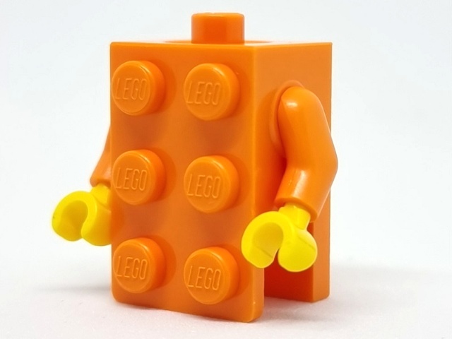 Torso, 2 x 3 Brick Costume / Orange Arms / Yellow Hands (BAM): {ярко оранжев}