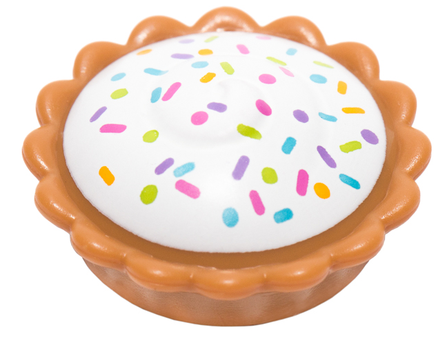 Pie with White Cream Filling and Bright Light Orange, Dark Pink, Dark Turquoise, Lime, and Medium Lavender Sprinkles Pattern (BAM): {умерен нуга}