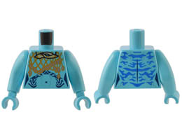 Torso Navi with Dark Blue Markings, Tan Shell, Medium Nougat Net with Silver Beads Pattern / Medium Azure Arms Long / Medium Azure Hands : {умерено небесносин}
