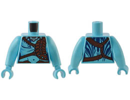 Torso Navi with Dark Blue Markings, Reddish Brown Strap and Belt, and Silver Necklace Pattern / Medium Azure Arms Long / Medium Azure Hands : {умерено небесносин}