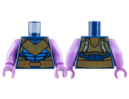 Torso Gold and Dark Orange Mantle and Belt, Blue Armor Plates Pattern / Medium Lavender Arms / Medium Lavender Hands: {земно син}