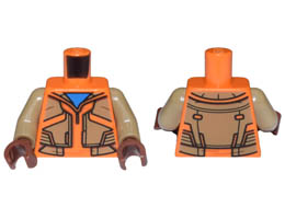 Torso Jacket with Dark Tan Panels over Dark Azure Shirt Pattern / Dark Tan Arms / Reddish Brown Hands: {ярко оранжев}