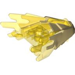 Dragon Head (Ninjago) Jaw with Spikes, 4 Studs and 2 Bar Handles with Molded Tan Face Pattern: {прозрачно жълт}