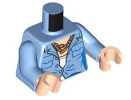 Torso Female Jacket with Pockets over White Shirt and Rope Necklace Pattern / Medium Blue Arms / Light Nougat Hands: {умерено син}