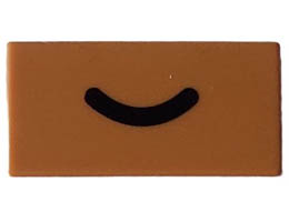 Tile 1 x 2 with Groove with Black Smile / Frown Curved Line Pattern: {умерен нуга}