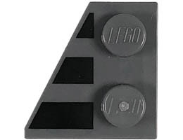 Wedge, Plate 2 x 2 Left with 3 Black Stripes Pattern: {тъмно каменно сив}