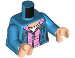 Torso Female Jacket over Bright Pink Hoodie, White T-Shirt and Light Nougat Neck Pattern / Dark Azure Arms / Light Nougat Hands: {тъмно небесносин}