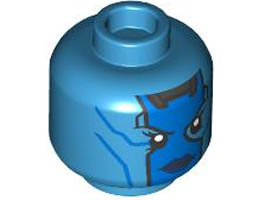 Minifigure, Head Alien Female with Blue Face, Dark Blue Lips, and Silver Stripes on Back Pattern - Hollow Stud: {тъмно небесносин}